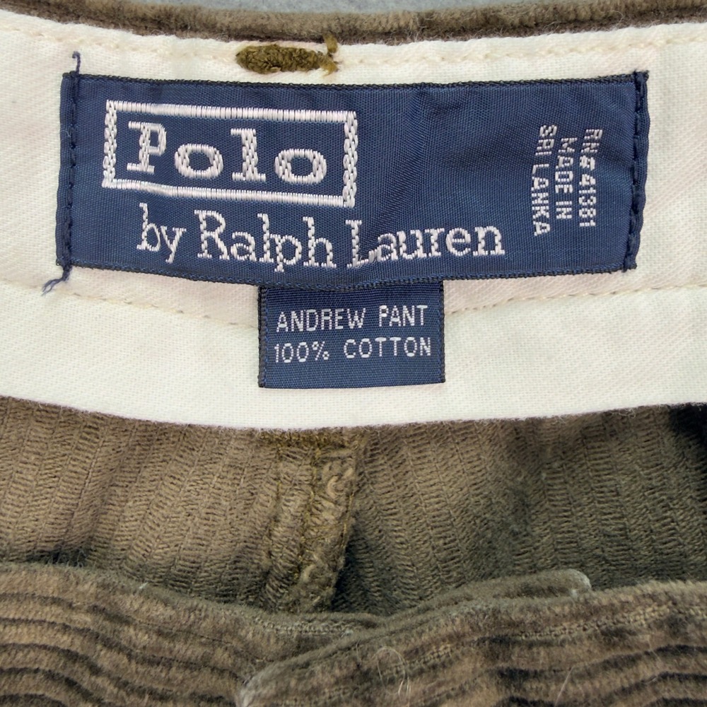 Polo Ralph Lauren Andrew Pant 34x27 Brown Corduroy Pleated Mens Trousers - Picture 2 of 9